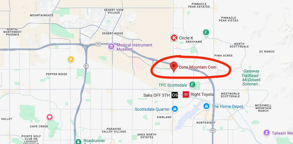 Lone Mountain Coin Map Overview Scottsdale Rd & 101