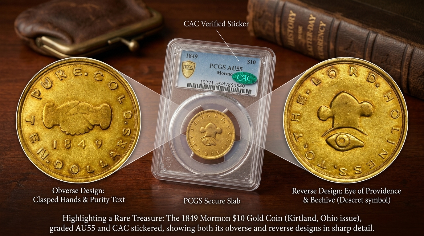 1849 Morgan $10 Coin in a PCGS holder.